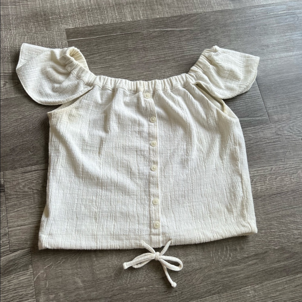 Madewell Off the Shoulder White Top (Texture and Thread) - XS